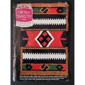 Aunt Lydia's Cretan Tapestry Yarn RUG 24" x 36" Stamped Burlap Rug Pattern #404